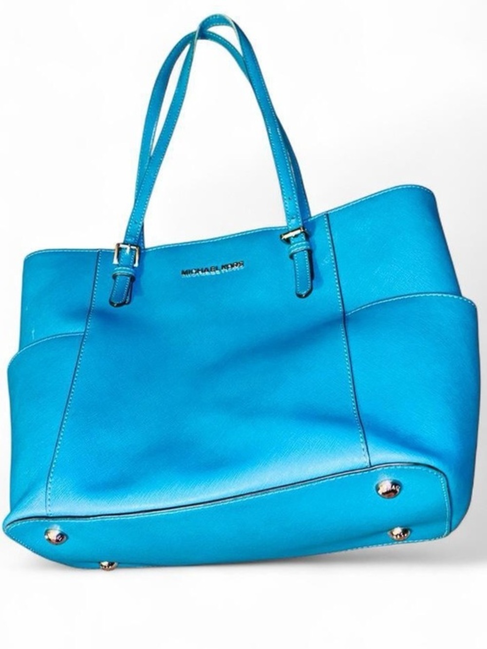 MICHAEL KORS Blue Leather Tote Bag